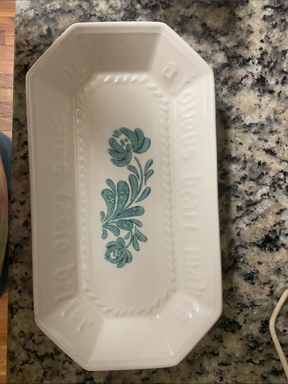 Pfaltzgraff Cream Serving Platter with Teal Floral Design